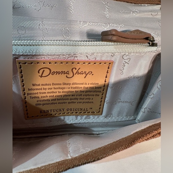 Donna Sharp Patchwork Quilted Multicolor Clutch Snap Wallet Brown Leather Trim - Picture 4 of 8